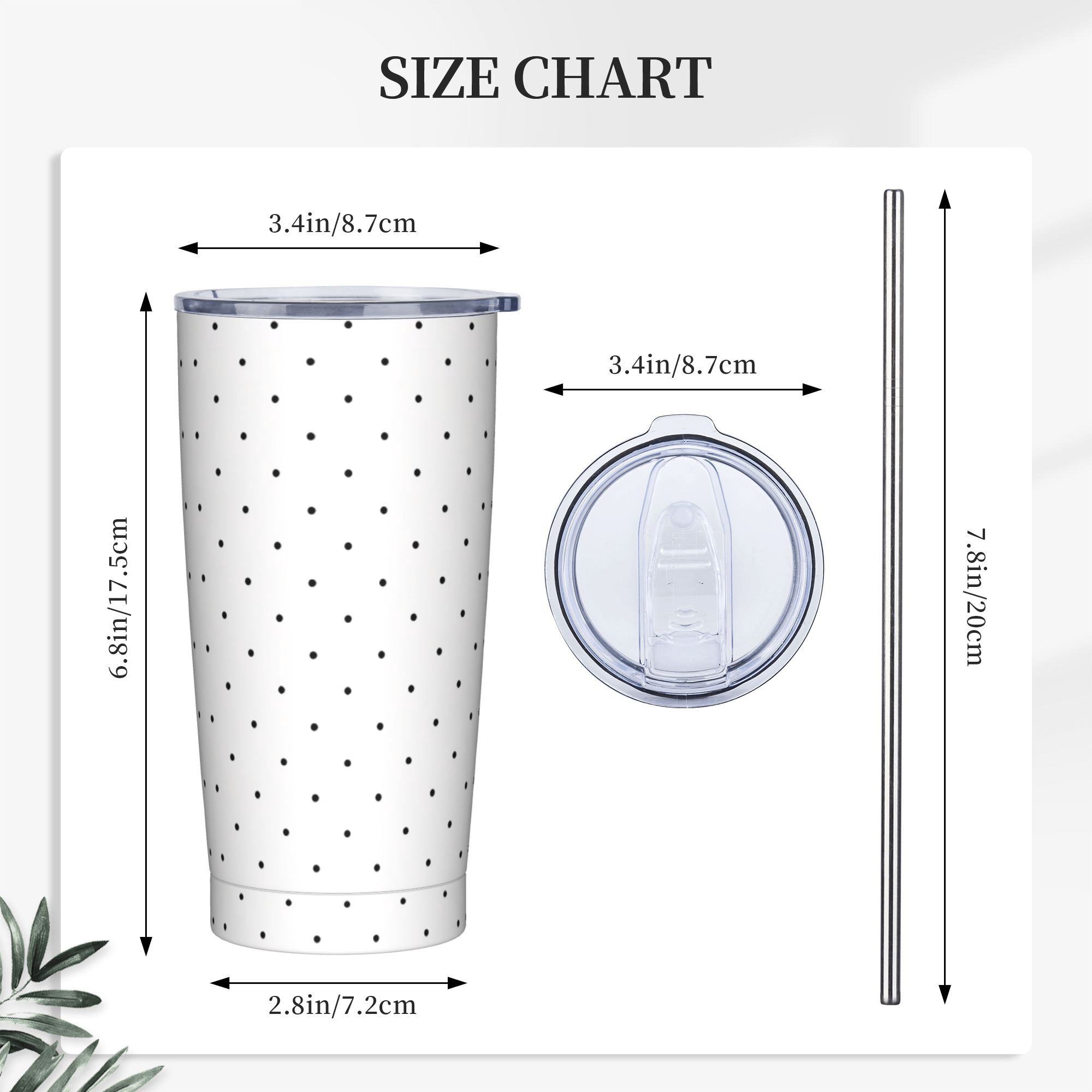 Black & White Polka Dot Patter - Tumbler 20Oz White บทวิจารณ์และราคา