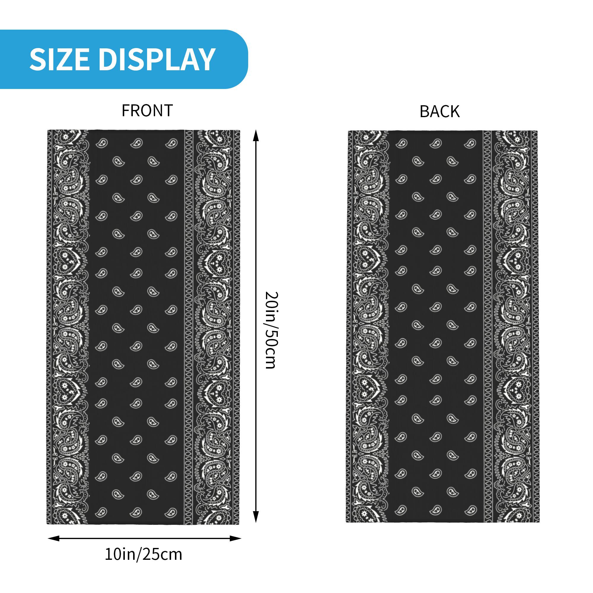 Custom Black And White Paisley - Bandana Blank White บทวิจารณ์และราคา