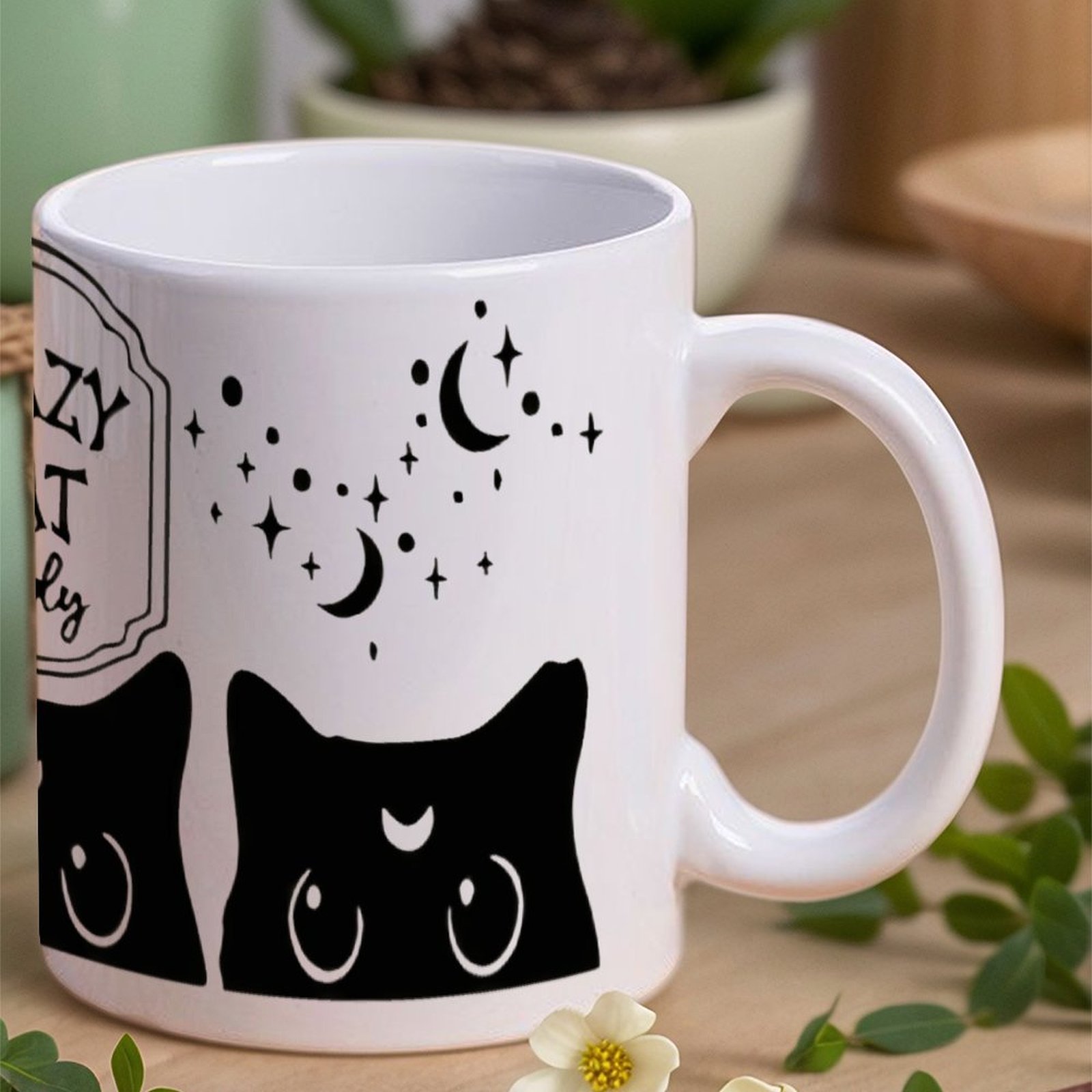 Three Black Cats With Crescent - Sublimation Mug White บทวิจารณ์และราคา