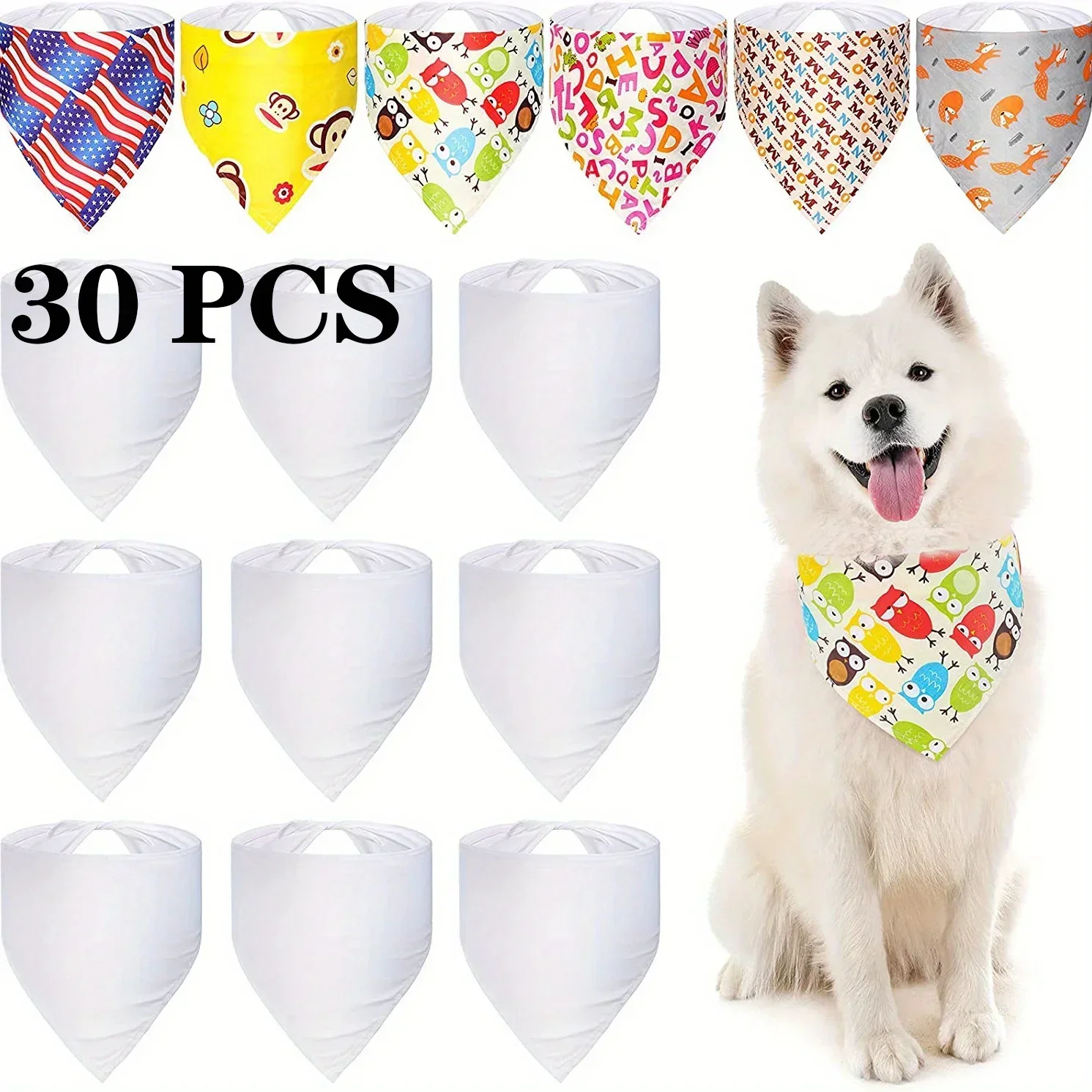 30pcs White Polyester Blank Do - Bandana Blank White บทวิจารณ์และราคา