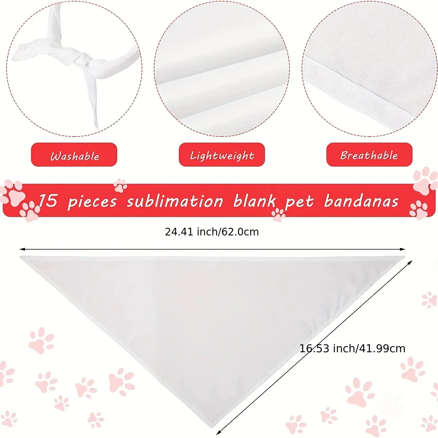30pcs White Polyester Blank Do - Bandana Blank White บทวิจารณ์และราคา