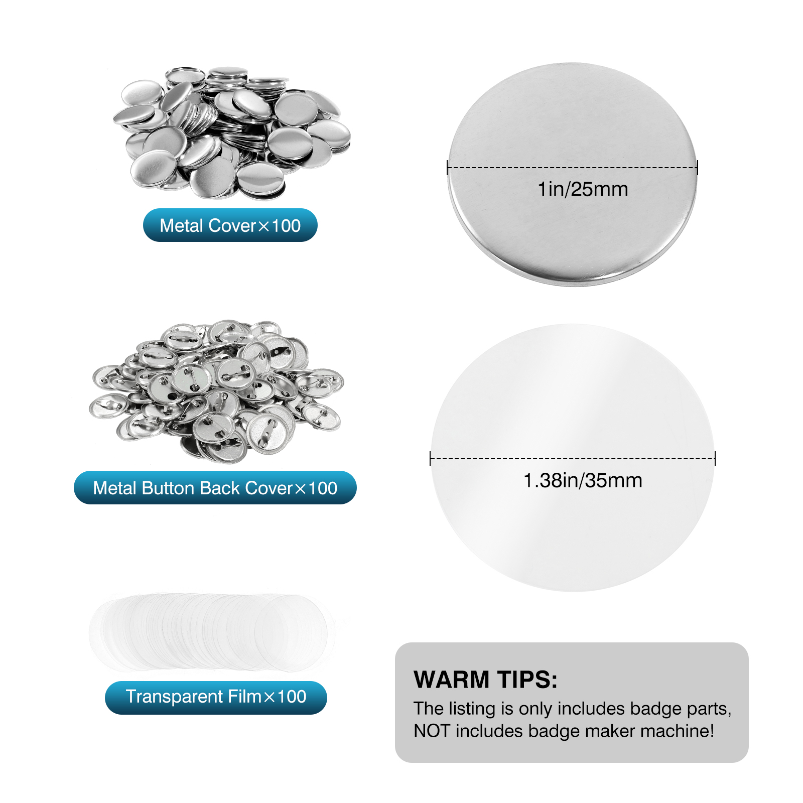 100Pcs Mini DIY Round Mirror M - Button Badge Blank บทวิจารณ์และราคา