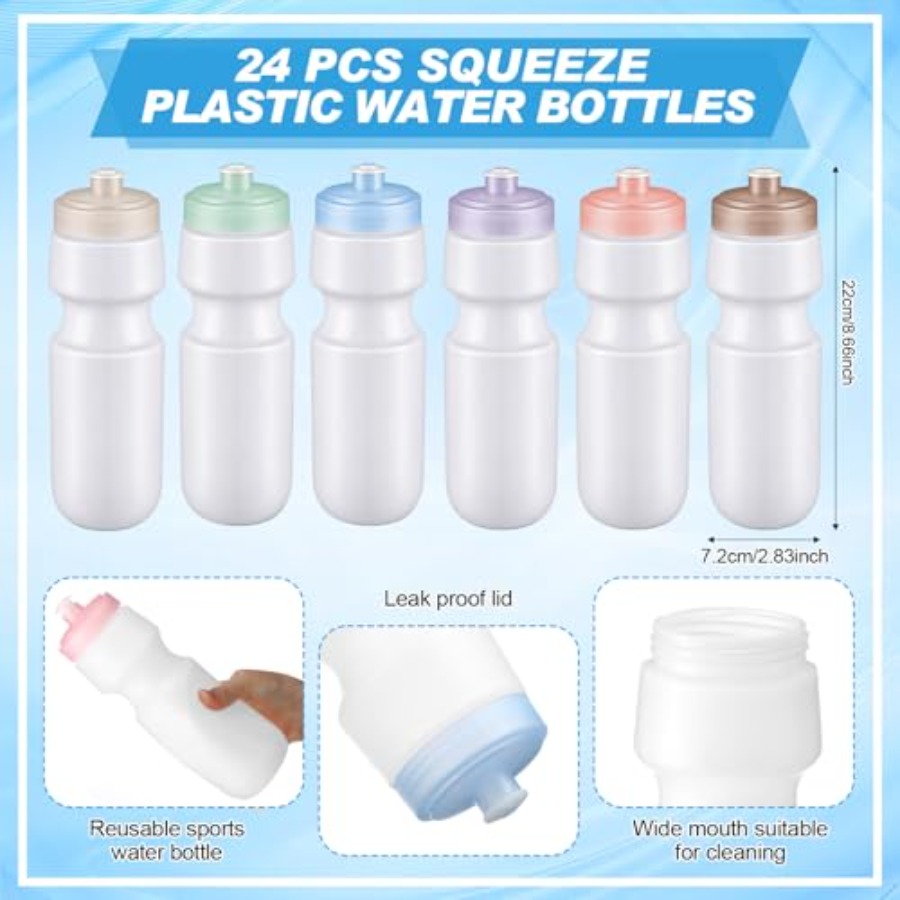 24 Pcs Sports Water Bottles Bu - Water Bottle Blank บทวิจารณ์และราคา