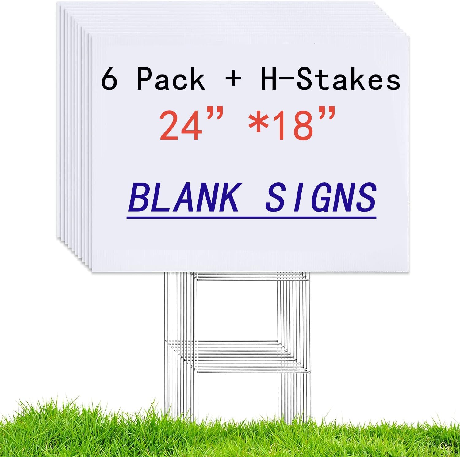 6 Pack 24x18 White Blank Lawn  - Yard Sign Blank บทวิจารณ์และราคา