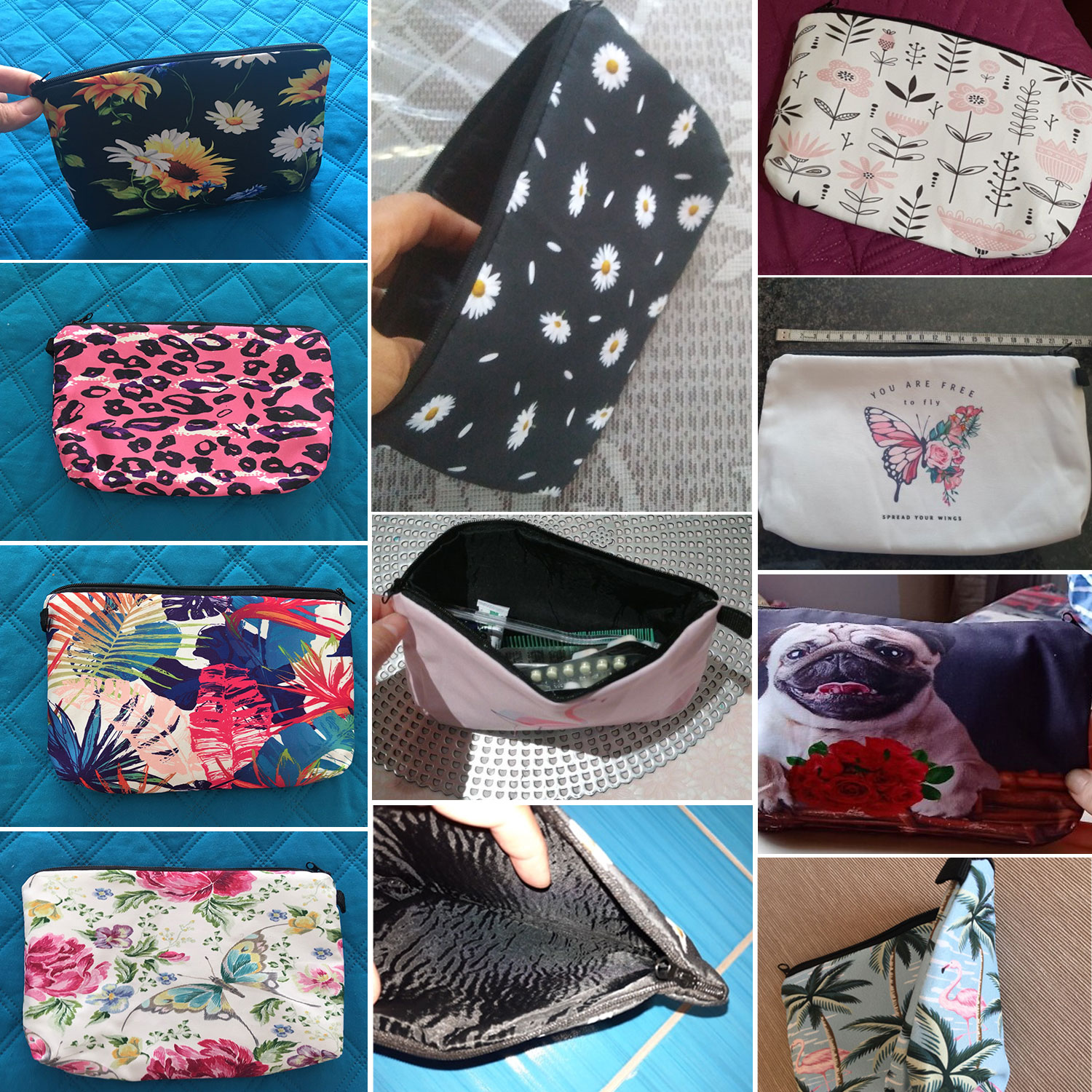 Bright Red Rose Print Cosmetic - Pillow Cover Sublimation บทวิจารณ์และราคา