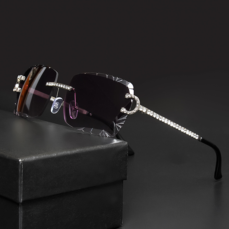 Fashion Rimless Square Sunglas - Metal Photo Panel บทวิจารณ์และราคา