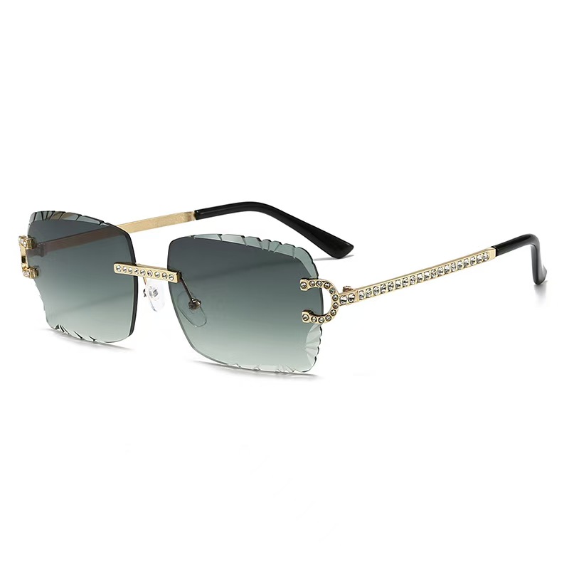 Fashion Rimless Square Sunglas - Metal Photo Panel บทวิจารณ์และราคา