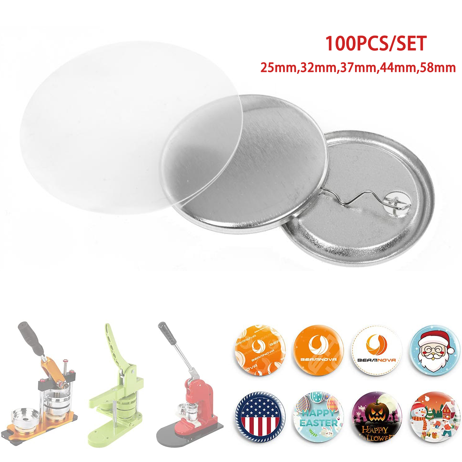 100PCS Metal Back Badge Button - Button Badge Blank บทวิจารณ์และราคา