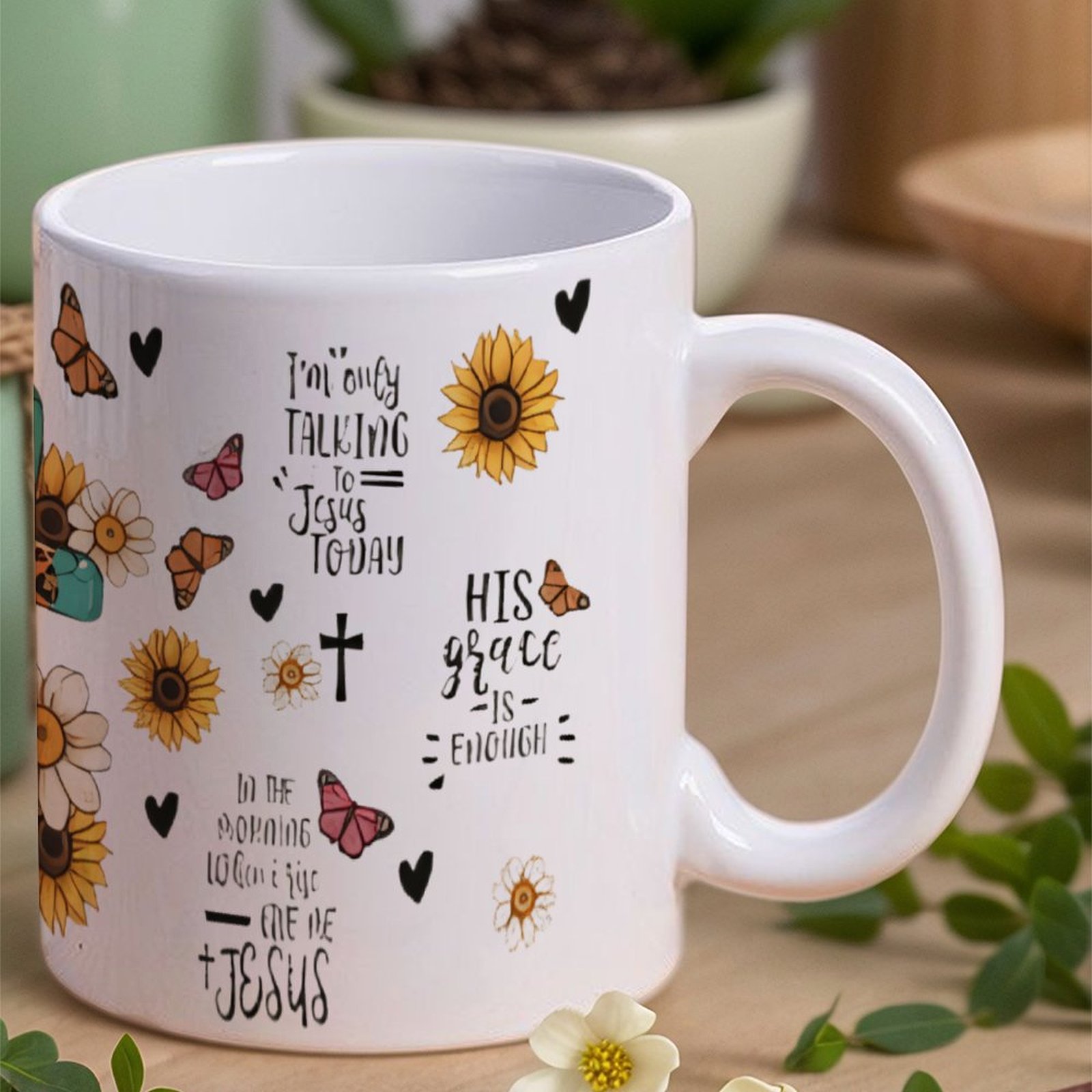 A Cross Surrounded By Sunflowe - Sublimation Mug White บทวิจารณ์และราคา