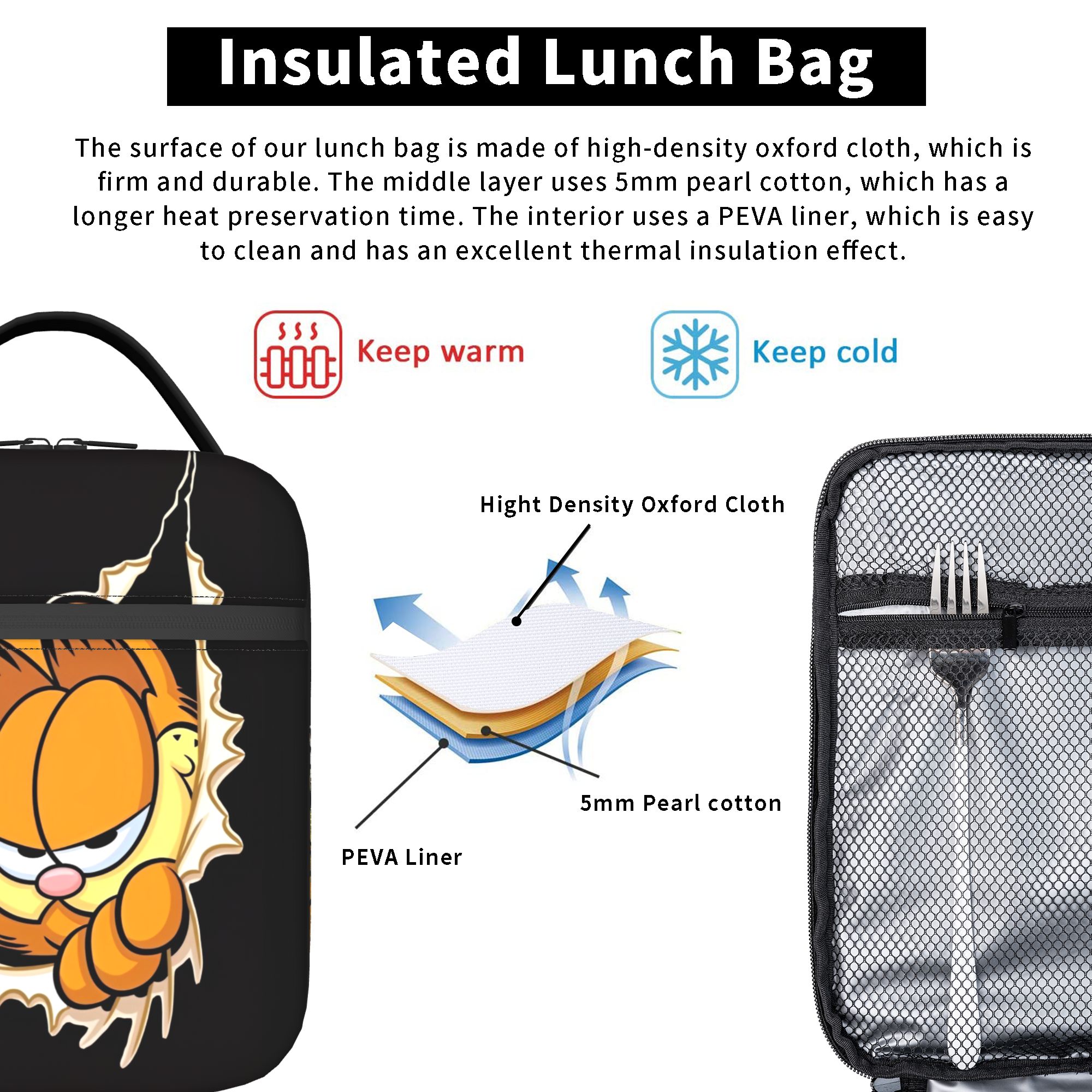 Garfielded Insulated Lunch Bag - Tote Bag Sublimation บทวิจารณ์และราคา