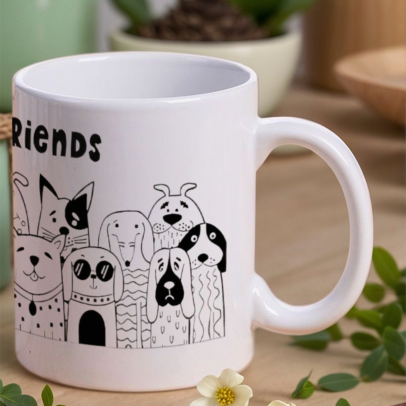 Illustration Of Dogs With The  - Sublimation Mug White บทวิจารณ์และราคา