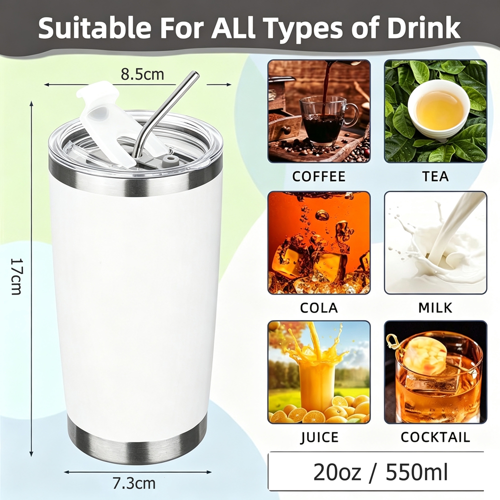 20oz Tumbler Mug with Lid and  - Tumbler 20Oz White บทวิจารณ์และราคา